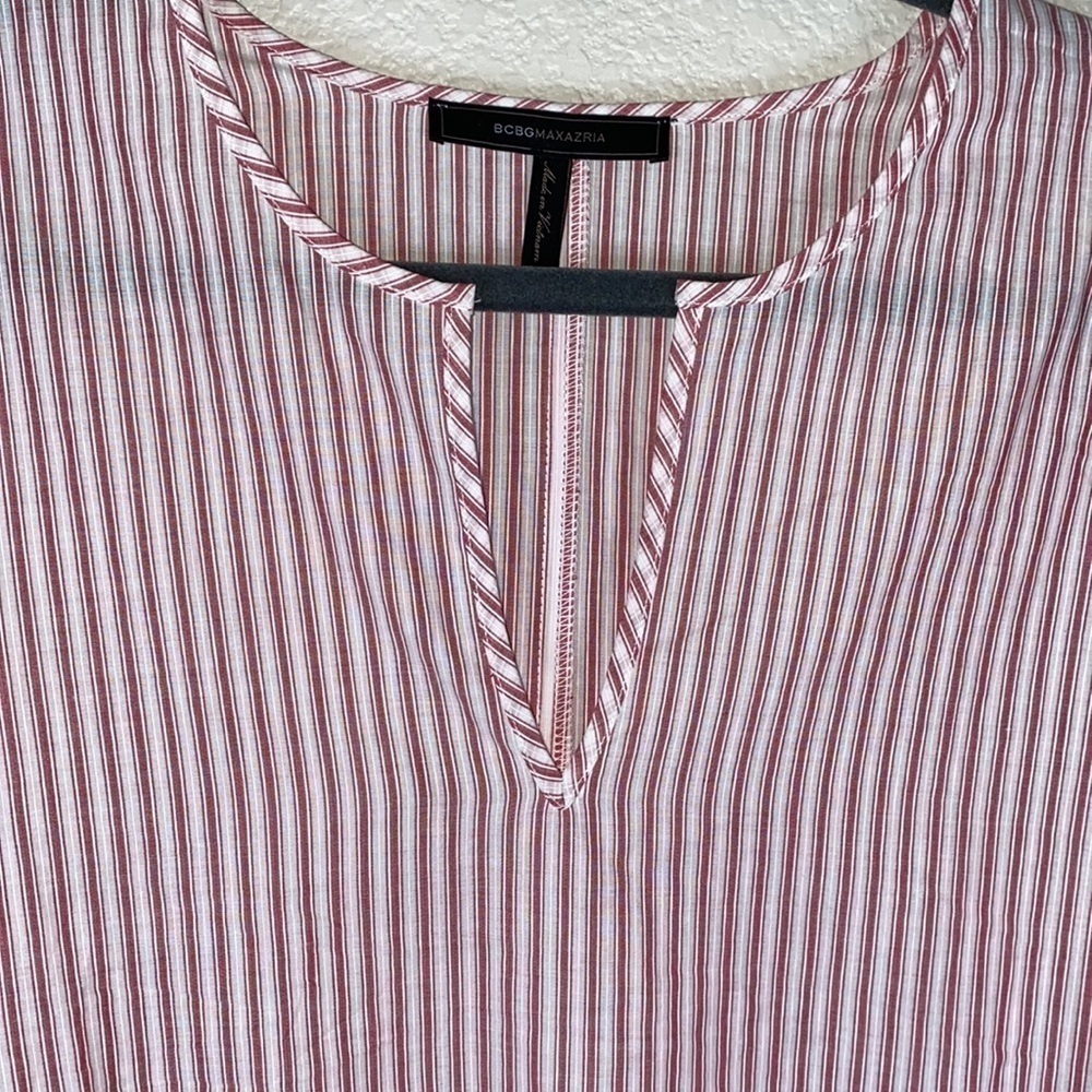 BCBGMaxAzria Striped Boho Long Sleeve Peasant Top Size M - Picture 4 of 7